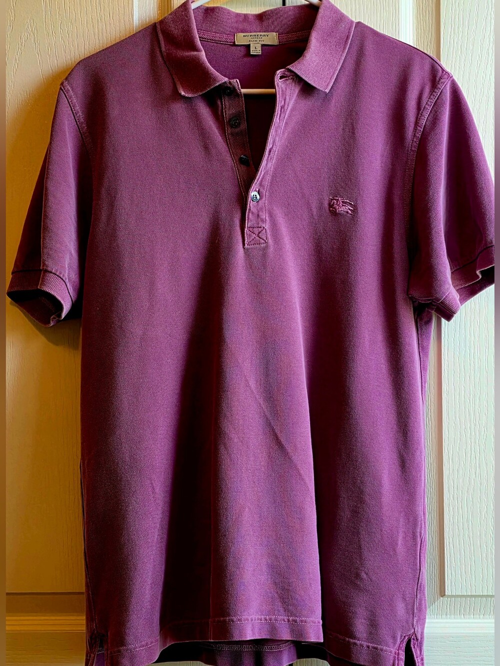 Burberry London Men’s L Plum Polo in Deep Wine